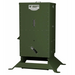 Green powder-coated American Feeder R425 on Vari-Tilt base with sight gauge window and feed chute against white background
