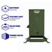 Feature callout icons for the American Feeder R425 Fish Feeder showing rustproof aluminum body, solar panel and powder coating