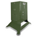 Rear angle view of the American Feeder S300 Wildlife Feeder on a white background showing the access door and Vari-Tilt base