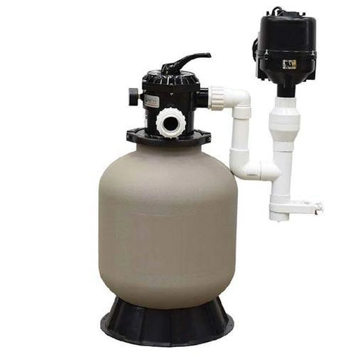 White-background view of the EasyPro 1800 Koi Pond Bead Filter with Blower showing tan tank, black control head and side-mounted blower