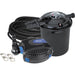 This white-background image shows a black UV filter, mag drive pump, tubing and clamps from Eco-Clear ECK39U kit