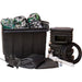 Full component layout of the EasyPro EPK1520 15x20 Pond Kit showing filter, skimmer, pump, liner, tubing and glue