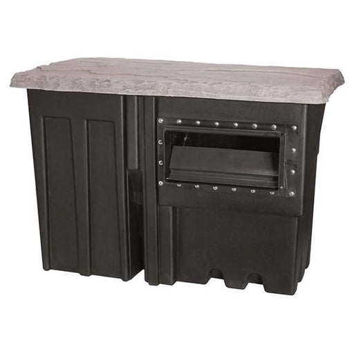 EasyPro PS2V Pro-Series skimmer box in black with grey faux-rock lid and rectangular weir opening on white