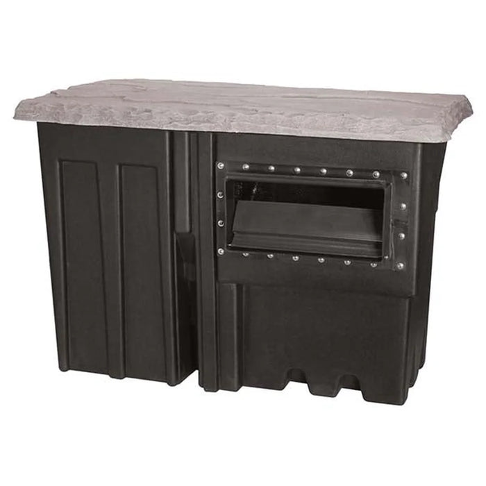 EasyPro PS2V Pro-Series skimmer box in black with grey faux-rock lid and rectangular weir opening on white