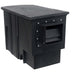 Black EasyPro PSA3600D Pond Skimmer shown at a slight side angle on white with flanged inlet and stainless hardware