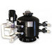GCTek AlphaONE X2 Koi Filter LH model with top-mounted motor, white PVC loop and two side valves on the black tank