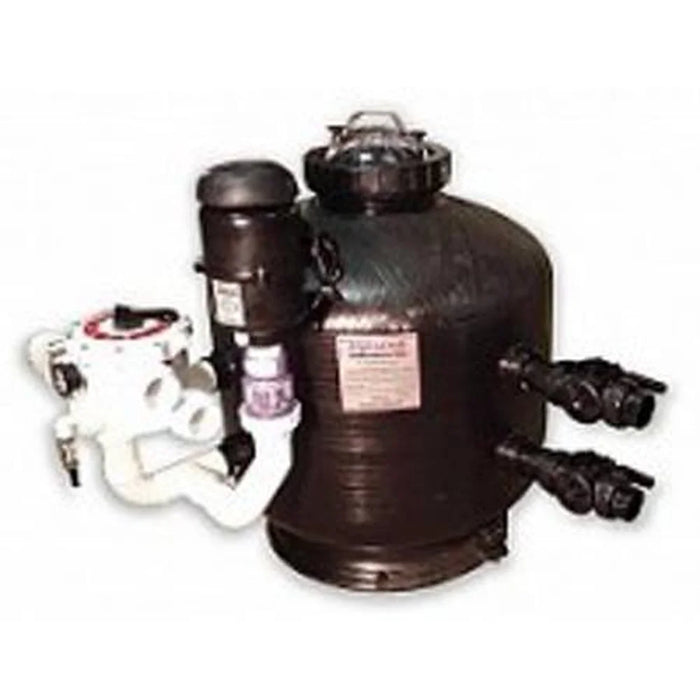 GCTek AquaBead X2 Bead Filter tank with white multiport valve, domed lid and two black two-way valves on the right side