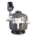 GCTek PoliGlassBead Polishing Filter grey tank on black base with top-mounted pump motor and white PVC valve assembly