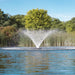 kasco_vfx_series_floating_pond_fountain_wide_spray_cattails_blue_sky_daytime
