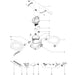 Numbered exploded diagram of the OASE PondoVac 4 wet vacuum cleaner showing spare parts from handle and motor head to nozzles