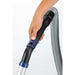 Hand operating the blue slider on the Oase PondoVac 5 Spare Parts telescopic pole to regulate suction power on the pole