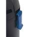 Close-up of the blue quick-release clamp on the Oase PondoVac Classic portable pond vacuum tank for opening the motor unit
