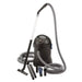 Oase PondoVac Classic sludge vacuum tank with the suction hose connected, transparent wand raised and nozzles at its base