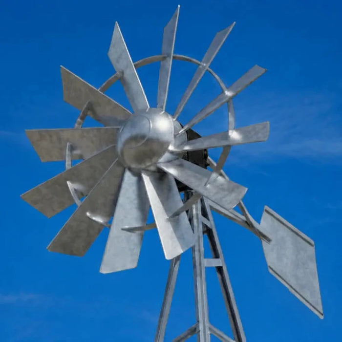 Galvanized no-color head finish option for the Outdoor Water Solutions Steel Windmill Aerator 3 Leg