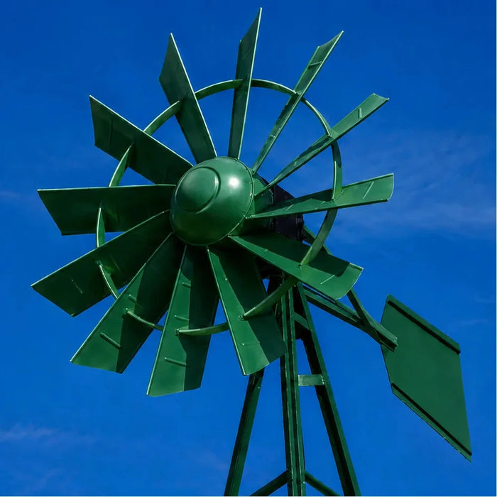 Forest green powder coated fan head option for the Outdoor Water Solutions 4 Leg Windmill Pond Aerator