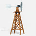 Cedar wood 4 leg tower option shown next to the Outdoor Water Solutions Steel Windmill Aerator 4 Leg Tower lineup