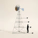 Height size guide for the Outdoor Water Solutions 3 Leg Steel Windmill Pond Aerator marked 12, 16, 20 and 24 feet