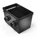 Open black chamber packed with upright wavy media panels in the ProfiClear Premium XL Standing Bed Module Moving Bed Filter