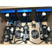 Interior of the ProLake 3.11 Electric Aerator cabinet with three compressors, blue manifolds, pressure gauges and cooling fans
