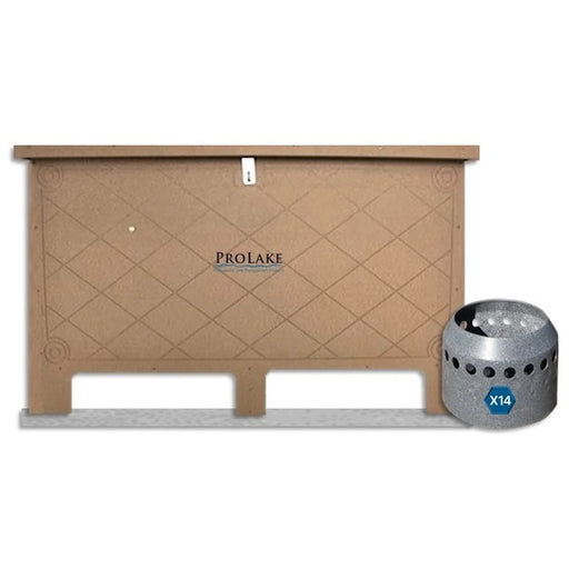 Tan ProLake4 4.14 Aeration System cabinet exterior shown with a Duraplate diffuser and X14 quantity badge