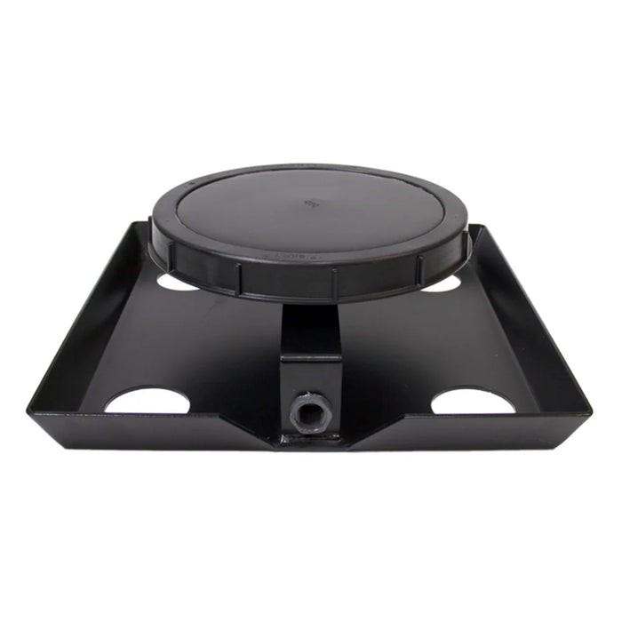 Black Duraplate self-cleaning diffuser on a base plate from the ProLake ProLake Mini Pond Aeration System shown up close