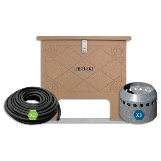 ProLake ProLake¹ 1.3 Pond Aerator kit with tan cabinet, three rolls of weighted airline and a Duraplate diffuser