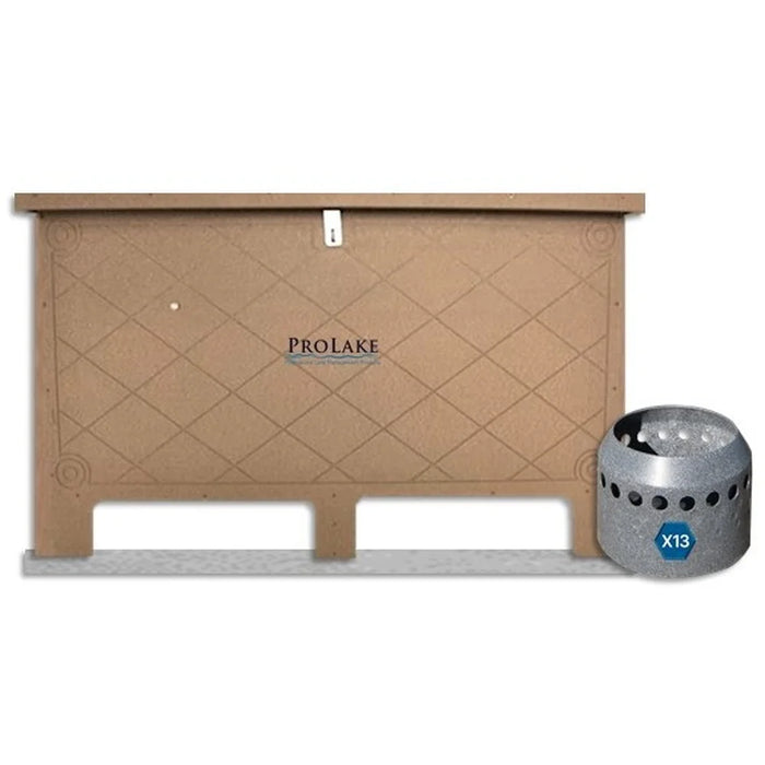 Tan ProLake 4.13 Electric Aerator cabinet shown with a Duraplate diffuser labeled X13 for thirteen units
