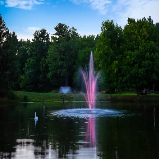 scott_aerator_amherst_pond_fountain_with_color_changing_pink_fountain_light_on_water