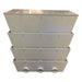 Front view of the Sea Side Aquatics 38 Inch Bakki Shower Filter showing four stacked trays and three 4-inch outlet pipes on the lower tier