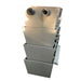 Angled top view of dual threaded inlets and stacked media trays on the Sea Side Aquatics 60in Bakki Shower Waterfall filter