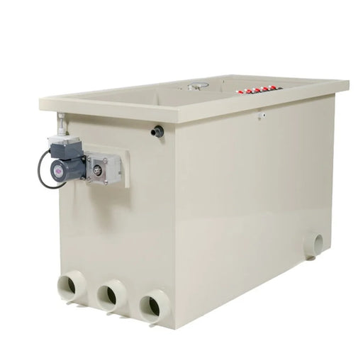 Sea Side Aquatics C-22 WIFI RDF Filter angled view with side-mounted drive motor, gearbox and three lower 110 mm ports