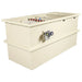 Assembled Sea Side Aquatics C65M Drum Filter with lid, front-mounted drive motor and red-capped valve manifold on top