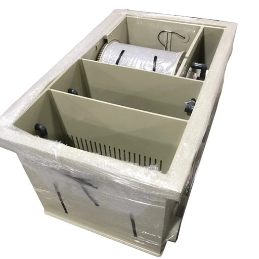 Angled view of the complete Sea Side Aquatics Entry C25 Pond Filter housing with drum and bio chambers