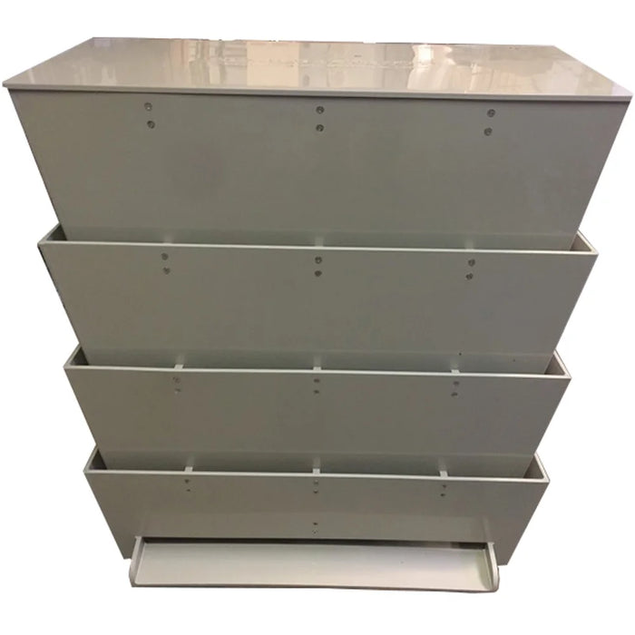 Front view of the Sea Side Aquatics 38 Inch Bakki Shower Waterfall with four stacked trays and a top distribution tray