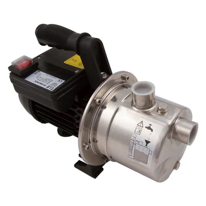 External stainless steel cleaning pump included with the Sea Side Aquatics PP-35 WIFI Rotary Drum Filter shown with carry handle