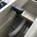 Interior spray nozzle above the curved drum screen of the Sea Side Aquatics PP65-WIFI RDF Filter during automatic rinsing